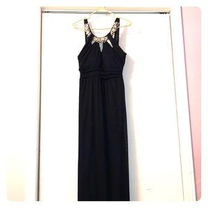 Maxi Dark Blue Homecoming Dress